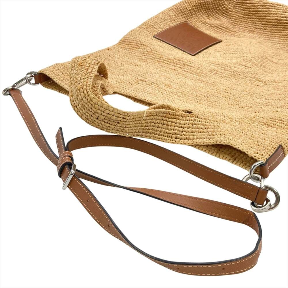 LOEWE Slit Mini Shoulder Bag in Beige Raffia Leather with Silver Hardware and... - Picture 4 of 9